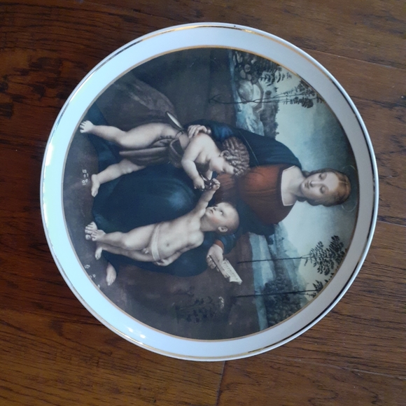 STUNNING MADONNA DEL CARDELLINO RAFFAELLO 13" Decorative Platter Made in Italy - Picture 5 of 5